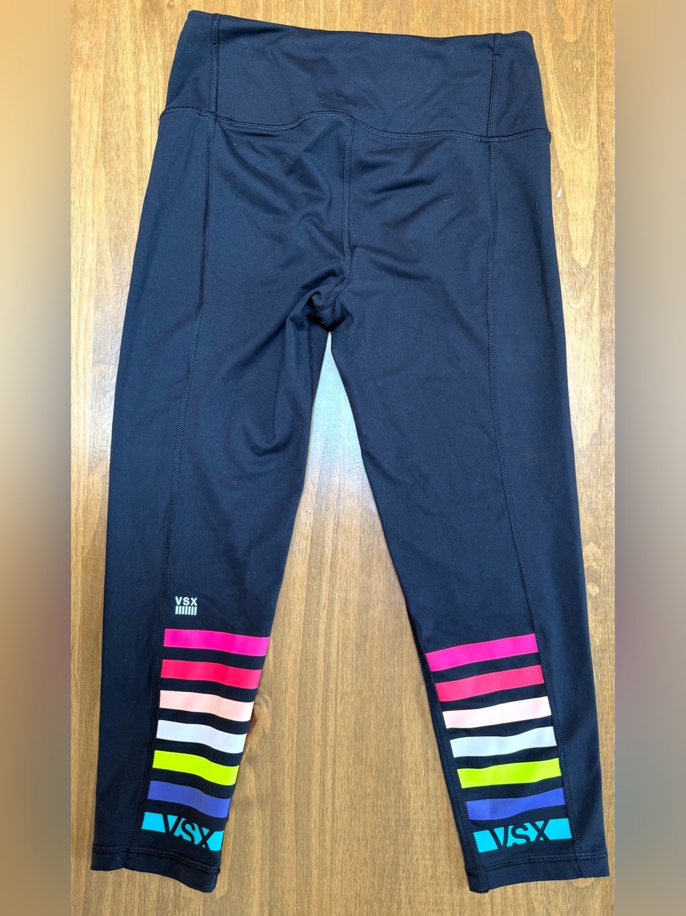 VSX Black Women’s Active Leggings with Colorful Stripe Accents